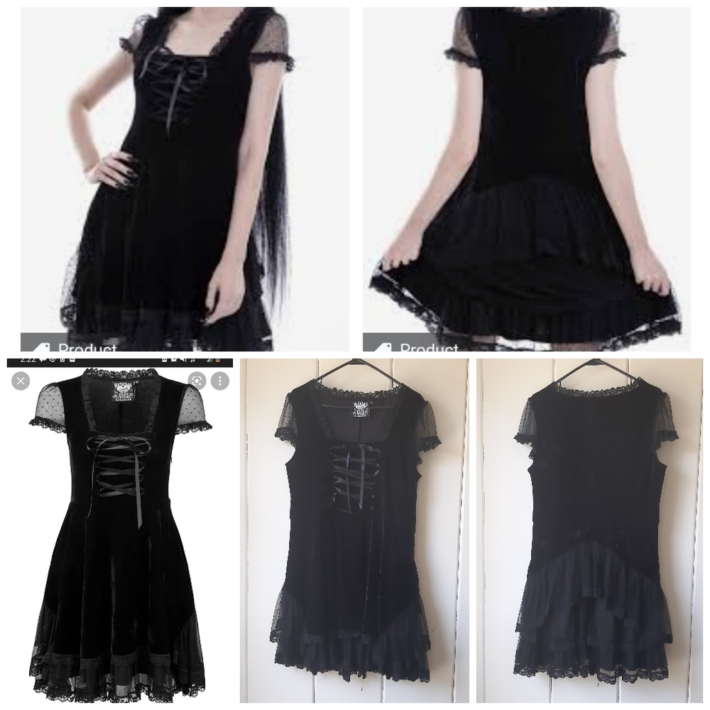 NWOT Killstar Delora Black Velvet Lace Dress XXL